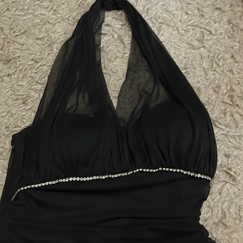 Black Blondie Night halter detail dress